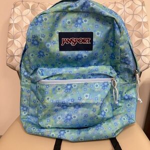 Jansport Mint Green and Light Blue Patterned Backpack